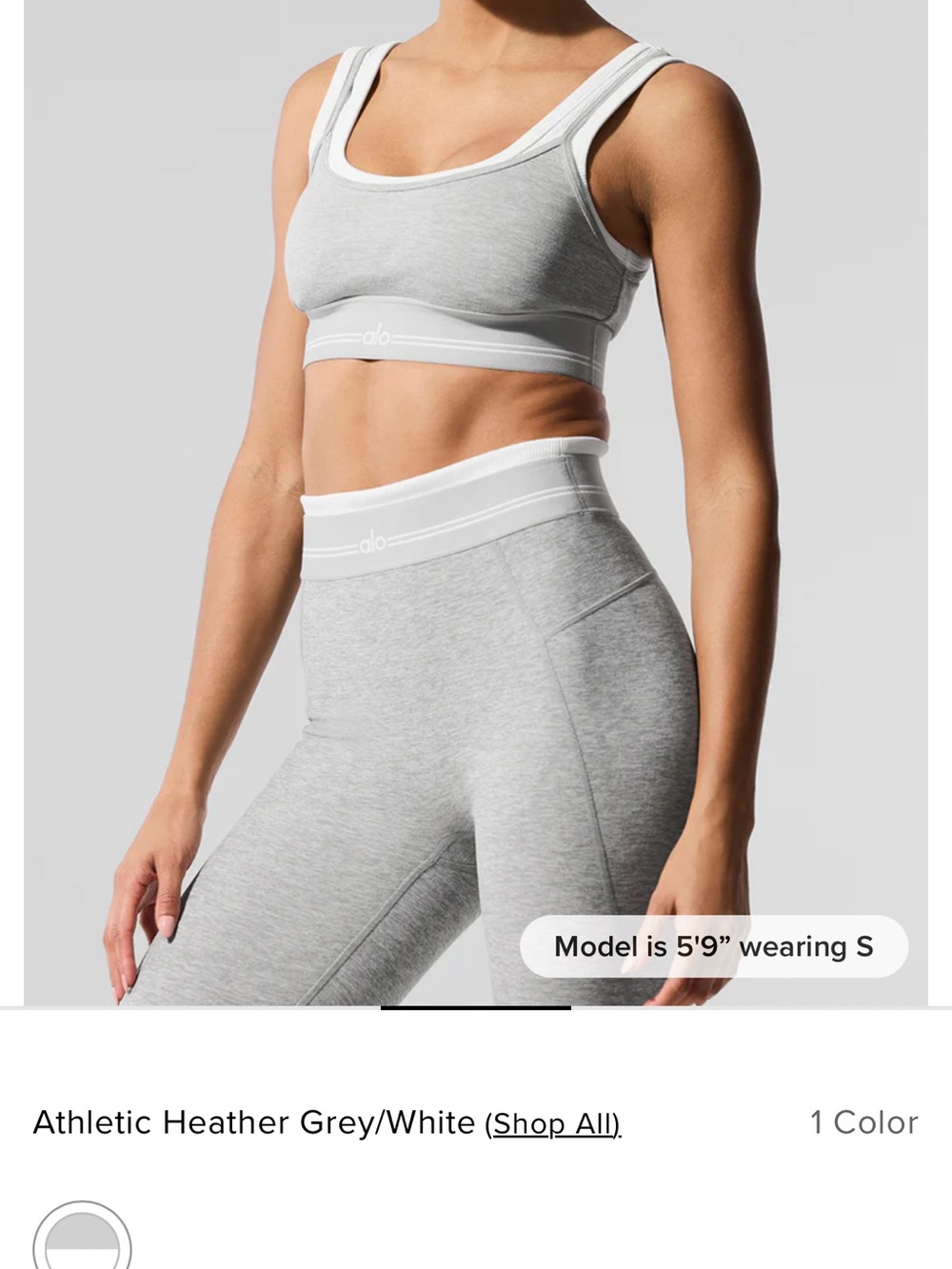 ALO Yoga Heather Grey and White Scoop Sports Bra